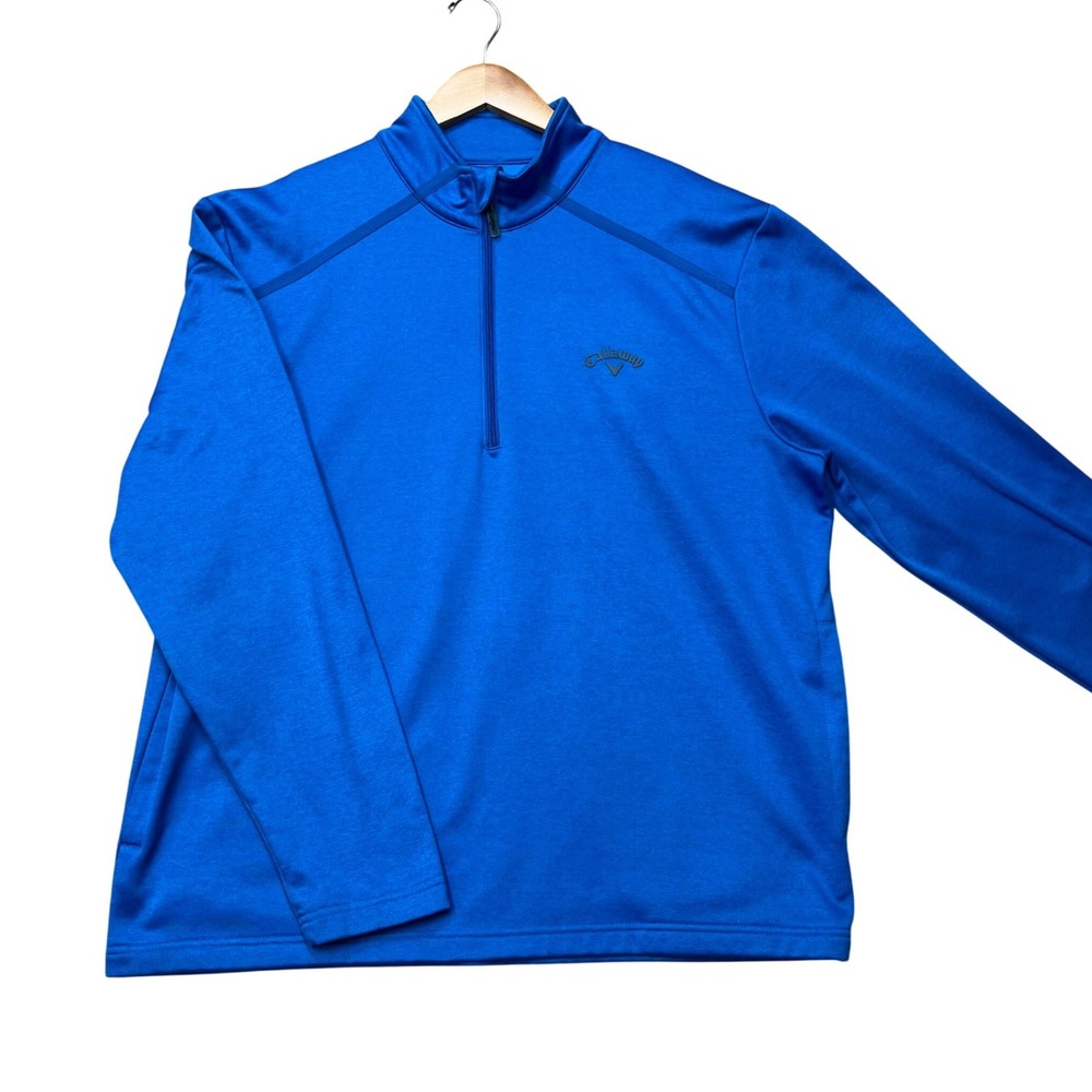 Callaway Pullover Men Large Blue Long Sleeve Quarter Zip Fleece Golf Performance